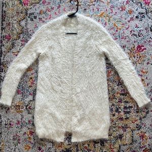 Topshop • Cream Long Fuzzy Cardigan Sweater